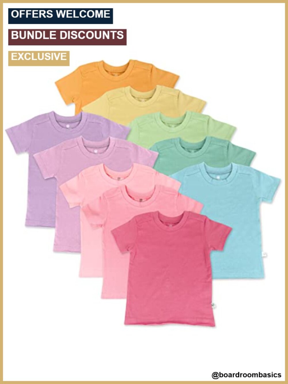 HonestBaby Organic Cotton Short Sleeve Tees 10-Pack Toddler Kids
